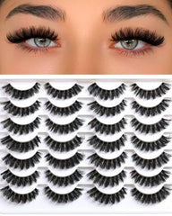 Lashes False Eyelashes Natural Wispy Fake Lash Strips 50D Strip Lash Clusters Cat Eye Volume Mink Eyelash Pack Fluffy Eye Lashes Natural Look Short Cateye Full Pestañas Sets by FenBair