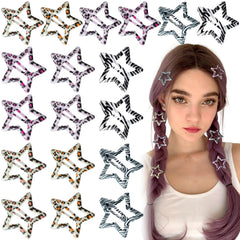 Joez Wonderful 30 Pcs Multicolor Star Hair Clips, 1.18"/3cm Metal Snap Hair Barrettes, Non-Slip Fashion Star Hair Accessories for Women & Girls (15 Colors)