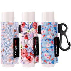 HEYSKAY 3PCS Lip Balm Holder Sleeves Lipstick Keychain Holder Chapsticks Holder Lip Gloss Holder Keychain Lipstick Elastic Sleeves(Floral Set B)
