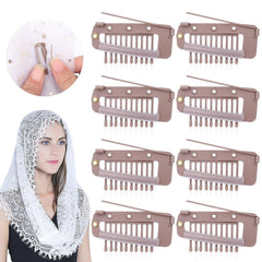 Chunni Clips with Safety Pins,8 PCS Strong Chunni Grip Dupatta Setting Clips Indian for Woman Black