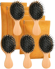 Travel Hair Brush, Mini Boar Bristle Hair Brush for Women - Small Portable Compact HairBrush for Girls Kids Women Best Gift, Travel Size for Purse, Vacation, Business Trips & Outings