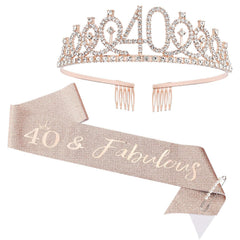 CIEHER 75th Birthday Gift Set - Crown, Sash, Pearl Pin, Decorations and Party Supplies for Women's Fabulous 75th Celebration