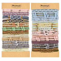 Boho Hair Accessories for Women: 24PCS Hair Tie Bracelets, 6 Styles, 10 Colors, No Damage for Thick Hair