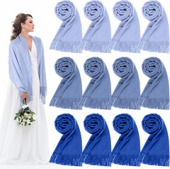 12 Pack Wedding Pashmina Shawls Wraps Bulk 79 x 27 Scarf for Guests Wedding Favor Bridal Shawls Gift Outdoor