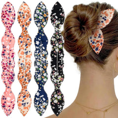 4 Pcs Deft Bun Maker French Twist Rabbit Ear Bun Twister Flower Flexible Quick Hair Styling Accessories for Women Girls