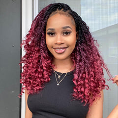 Wodun 12inch Goddess Box Braids Crochet Hair Boho Box-Braids with Curly Ends Bohemian Crochet Braid Pre-looped Synthetic Crochet-Hair for Black Women (12inch,8Packs, TBUG)