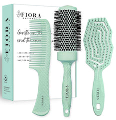 Fiora Naturals Hair Detangling Brush -100% Bio-Friendly Hair Detangler Brush w/Ultra-soft Bristles- Glide Through Tangles with Ease - For Curly, Fine, Women, Men, Kids, Toddlers, Wet and Dry Hair