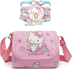 Cute Crossbody Bag with Shoulder Strap and Bracelet Charm, Handbag with Buckle, Shoulder Bag with Zipper for Women Girls