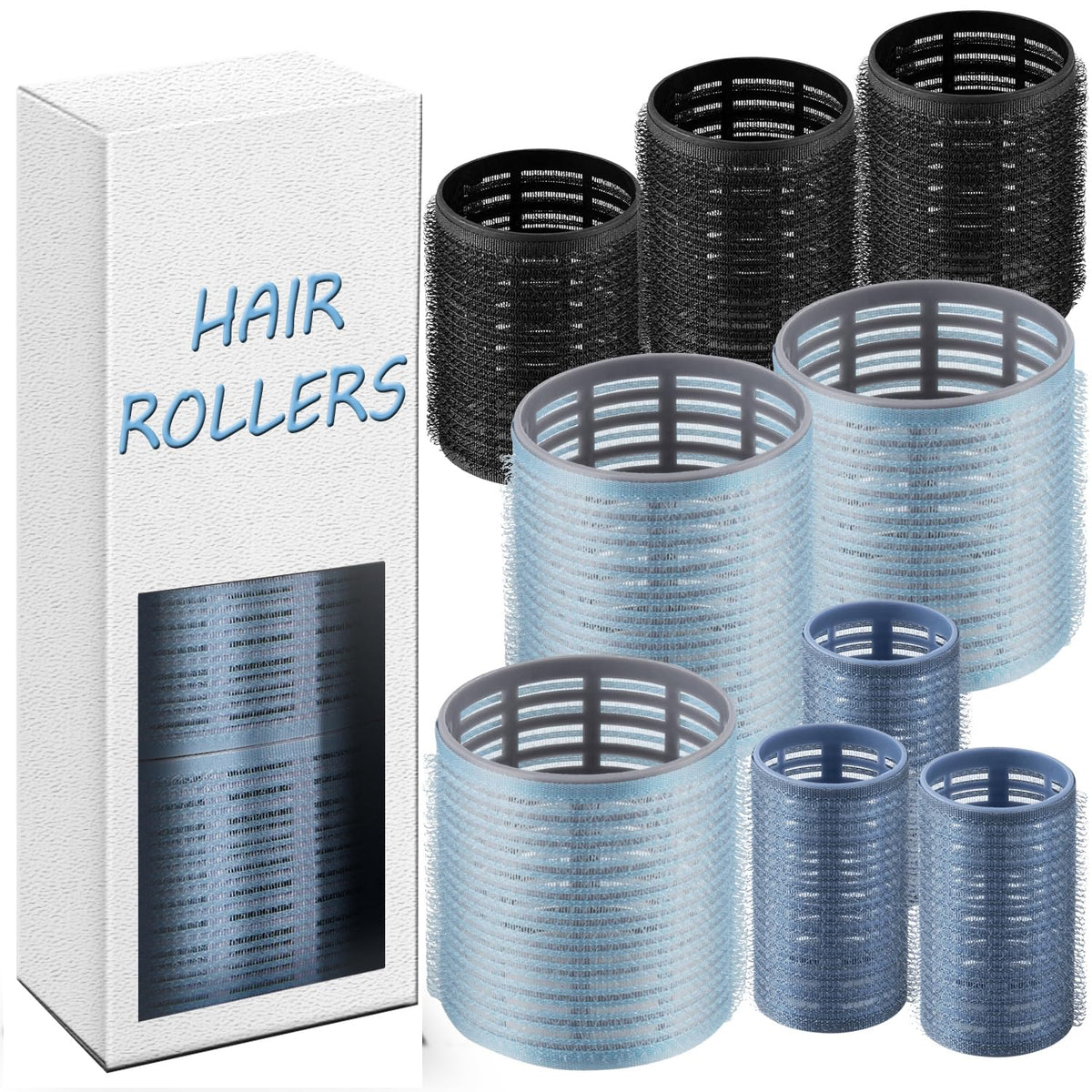 Self-Grip Ceramic Ionic Thermal Hair Rollers Set - 18 Velcro Rollers for Long and Short Hair, Blowout Look, Salon Quality