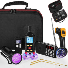 Dunzy 11 Pcs Ghost Hunting Equipment Kit Include Ghost Radio, Electromagnetic Paranormal Radiation Detector, Voice Recorder, UV Flashlight 2 LED Light up Cat Balls Etc(3 in 1 Emf Meter)