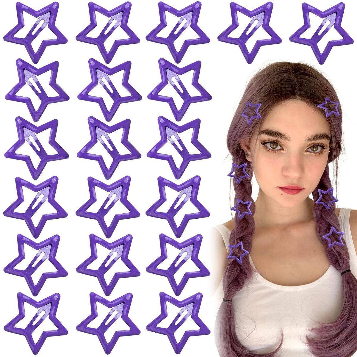 Joez Wonderful 20 Pcs Gold Star Hair Clips, 1.18"/3cm Metal Snap Hair Clips, Cute Star Clips Hair Barrettes, Non-Slip Fashion Hair Accessories for Women Girls
