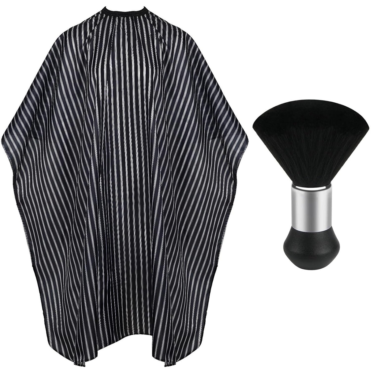 FEBSNOW Professional Hair Cutting Cape with Neck Duster Brush, Salon Barber Cape, Hair Cutting Accessories (Black)