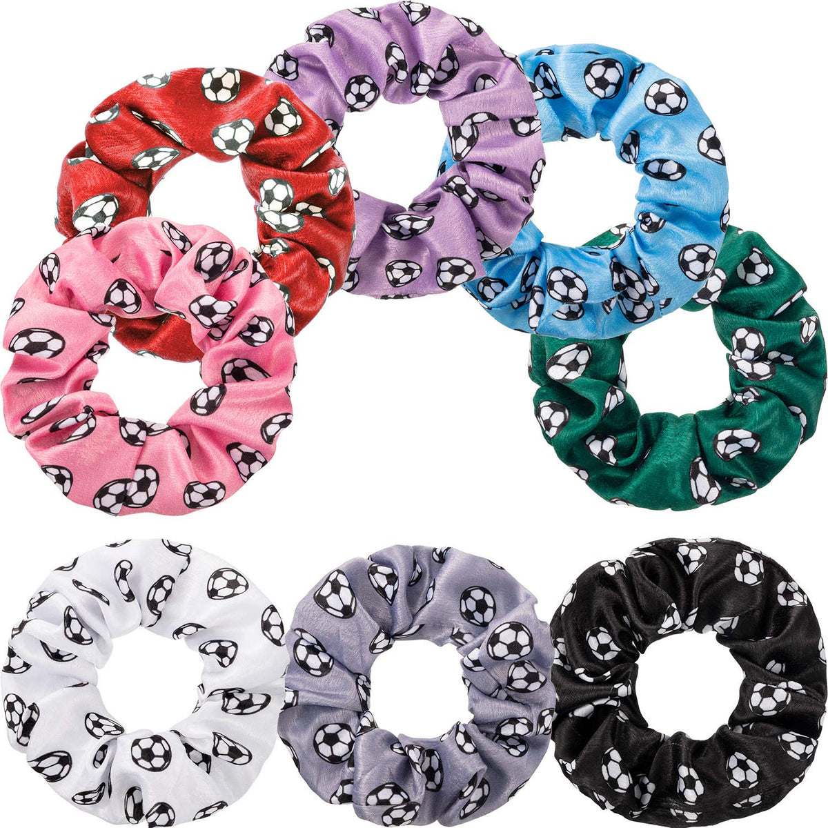 Poen 8 Pieces Soccer Hair Scrunchies Football Hair Ties Elastic Bands Girl Gifts Ponytail Holders Sport Accessories for Girls Women Players Coaches Teams(Colorful)