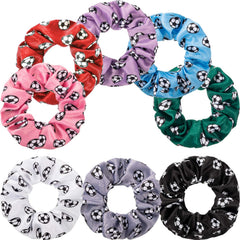 Poen 8 Pieces Soccer Hair Scrunchies Football Hair Ties Elastic Bands Girl Gifts Ponytail Holders Sport Accessories for Girls Women Players Coaches Teams(Colorful)