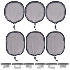 6 Pcs Black Weaving Net Cap Elastic Drawstring Ponytail Hair Net for Making Afro Puff Hair Bun Wig Making Tools (3 Pcs Round, 3 Pcs Square)
