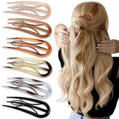 6PCS French Hair Pins for Women, Tortoise Shell French Pins Hair, Large Hair Styling Pins for Thin Thick Hair, 3 Internal Teeth Hair Sticks, Lialys Hair Pin for Buns, French Twist Pin Wavy U Shaped