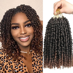 Passion Twist Crochet Hair 10 Inch 6 Packs Pre-Twisted, Pre-Looped, Wavy, Curly, Short Bohemian Crochet Braids Hair for Black Women, Kids & Girls (10 Inch,1B)