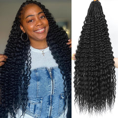 24Inch 7Packs Deep Wave Curly Crochet Hair Brown Ocean Wave Hair Pre Looped Goddess Box Braids Crochet Hair Water Wave Synthetic Hair for Black Women（#4，7Packs）