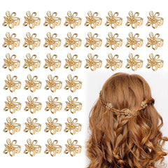 12 PCS Small Flower Hair Clips for Women Gold Cute Mini Tiny Little Sparkling Metal Flower Sweet Artificial Bangs Nonslip Hair Claw Clips Decorative Cute Hair Accessories for Women Girls Gift