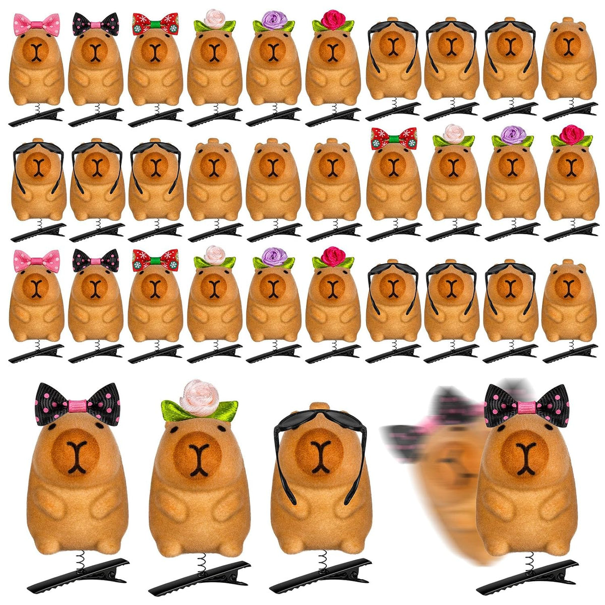 12 Pcs Capybara Hair Clips, Cute Capybara Clip for Hair, Festival Rave Sprouts for Womens Party Props Gift