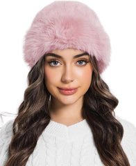Women's Faux Fur Fluffy Bucket Hat Winter Warm Fuzzy Mongolian Hat Fisherman Cap Beanie