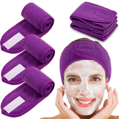 Whaline Spa Facial Headband Head Wrap Terry Cloth Headband 4 Counts Stretch Towel for Bath, Makeup and Sport (White)