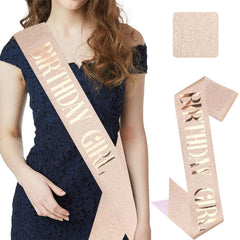 CIEHER 67" L x 3.6" W Birthday Sash - Rose Pink Girl , Queen , Gifts and Decorations