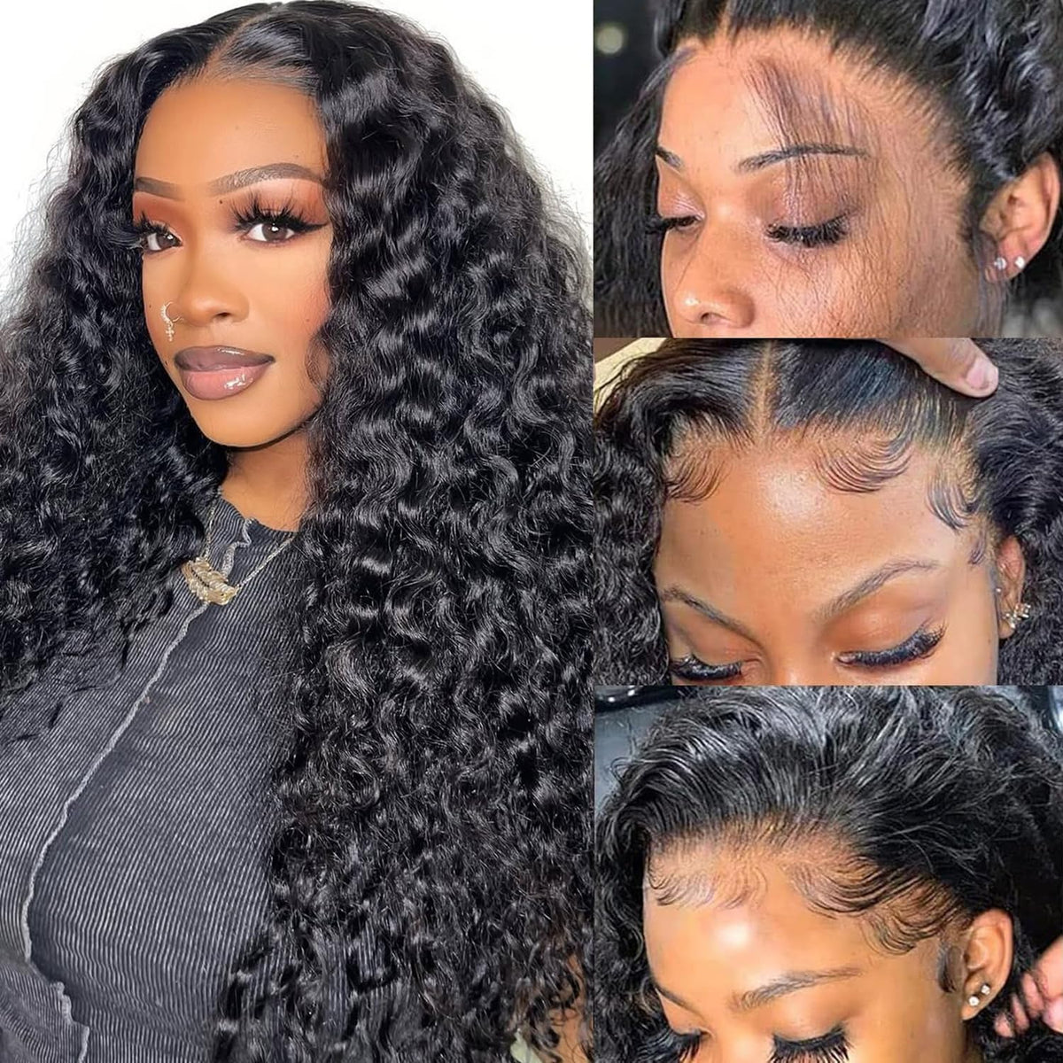 30Inch Water Wave Lace Front Wigs Human Hair 200 Density 13x6 HD Lace Front Wigs Pre Plucked Glueless Curly Human Hair Wigs For Women Water Wave Frontal Wigs