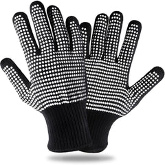 Teenitor 2 Pcs Heat Resistant Gloves With Silicone Bumps, Professional Heat Proof Glove Mitts For Hair Styling Curling Iron Wand Flat Iron Hot-Air Brushes Sublimation Gloves Rose Red