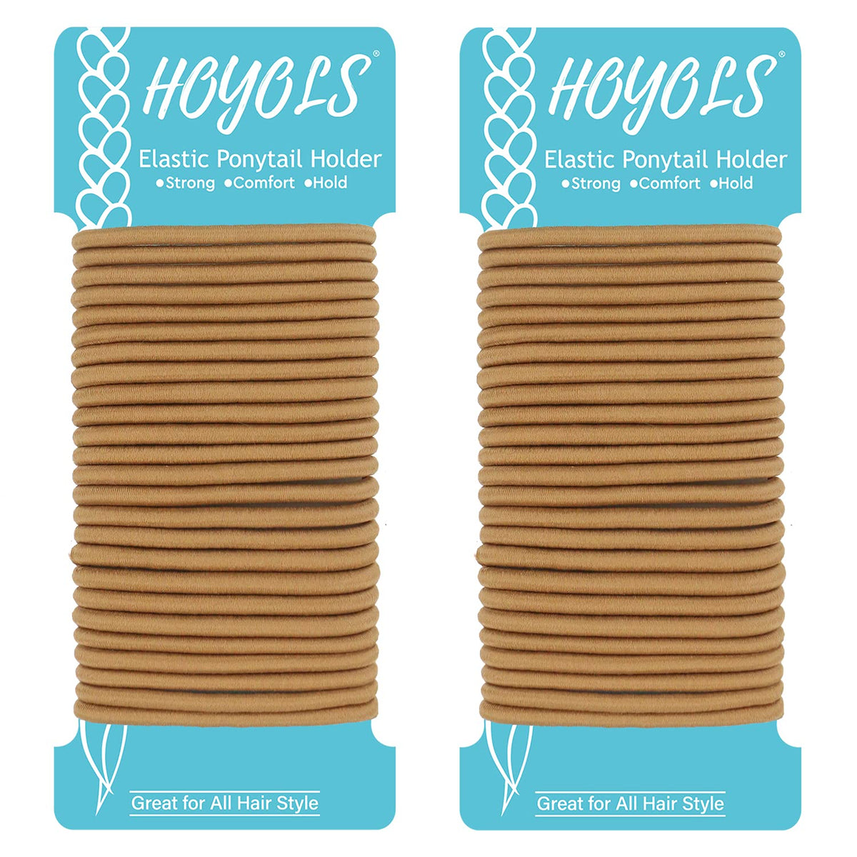 Hoyols Ponytail Holders, No Metal Braided Hair Bands Elastic Thick Tie for Women Thick Fine Curly Hair gomas para el pelo 50 Count 4mm (White)