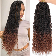 9 Packs 24 Inch Senegalese Twist Crochet Hair with Curls Pre-Looped Boho Island Twist Crochet Braids with Curly Ends Pre-Twisted Goddess Senegalese Twist for Women Braiding Hair Extensions 1B#