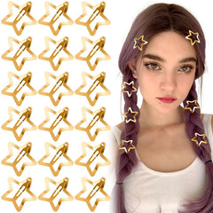 Joez Wonderful 20 Pcs Gold Star Hair Clips, 1.18"/3cm Metal Snap Hair Clips, Cute Star Clips Hair Barrettes, Non-Slip Fashion Hair Accessories for Women Girls