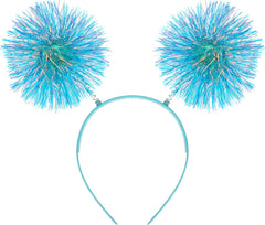 Foil Strips Pom Pom Headband Tinsel Fashion Headband Fluffy Ball Hair Loop Cosplay Hair Accessory for Women Girl Party