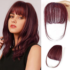 NAYOO Bangs Hair Clip -Ash Blonde Fake Bangs 100% Real Human Hair Extensions Wispy Bangs for Women Fringe with Temples Hairpieces Curved Bangs for Daily Wear