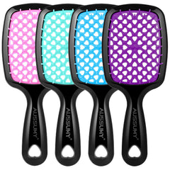 2 Pack Vented Detangling Hair Brush - Round Detangler Hairbrush with Soft Bristles for Effortless Tangle Free -Ideal for Natural Curly Straight Wet Dry Damaged Hair for Women Men Kids Magenta