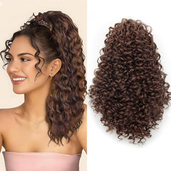 10 Inch Drawstring Ponytail Extension for Black Women, Curly Long Hair Ponytail, Natural Black Pony Tails Hair Extensions with Secure Fit for Easy Daily Wear (1B)