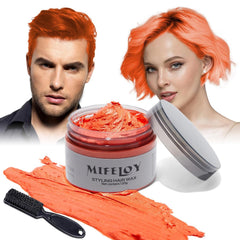 Temporary Purple Hair Spray Color Wax with Dye Brush, Instant Natural Violet Hairstyle Cream 4.23 oz, Disposable Coloring Mud for Men Women, Washable Styling Pomades, Party Cosplay DIY Halloween