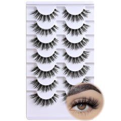 Lashes Wispy False Eyelashes Volume Doll Eye Strip Lash Spikes Fluffy Fake Mink Lashes Strips 7 Pair Anime Eyelash Demi Wispies Natural Manga Eye Lashes Pack Short Full Pestañas Postizas Set