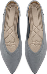 HARENCE Women's Flats Ballet Shoes: Comfortable Pointed Toe Soft Knit Flat Casual Slip On Work Dress Shoes for Walking Wedding Dating