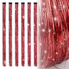 19.7 Inch Clip In Hair Fairy Tinsel Kit Clips Clip On Glitter Hair Tinsel Extensions 12 Colors