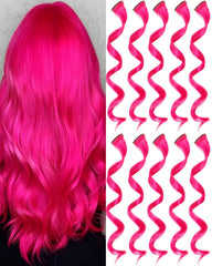 Red and Blue Hair Extensions Clip in,10 PCS Curly Wavy Synthetic Hairpieces Rainbow Neon Party Highlights, Colorful Hair Accessories for Girls Women 17 inch (Red Blue)