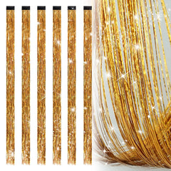 19.7 Inch Clip In Hair Fairy Tinsel Kit Clips Clip On Glitter Hair Tinsel Extensions 12 Colors