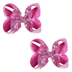 6 Inch Red Sparkly Glitter Sequin Hair Bows for Girls Toddlers Kids Children Teenage (2PCS)