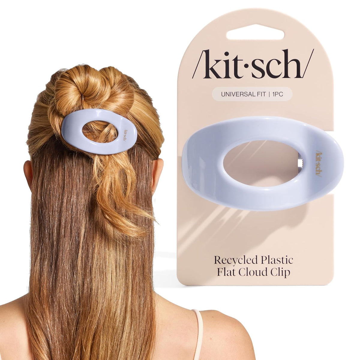 Kitsch Large Flat Claw Clips for Women - Stylish Flat Hair Clips for Women, Strong Hold for Thick & Fine Hair | Non-Slip for Secure, Comfortable All-Day Wear - Black