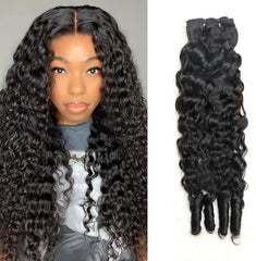 Curly Human Hair Bundles 16 18 20 Inches 3Pcs Water Wave Burmese Curly Bundles Human Hair Weave with Spiral End 3c4a Quick Weave Hair for Women Natural Black