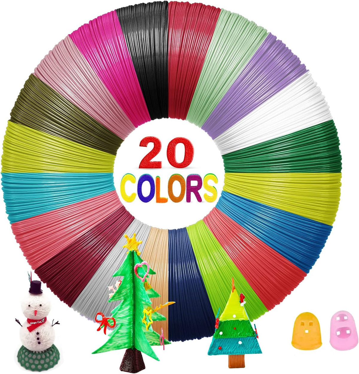 Yungden 40 Colors 3D Pen Filament Refills, 1.75mm PLA 3D Pencil Printing Threads, Each 10 Feet, Total 400 Feet, Compatible with SCRIB3D, MYNT3D and PIKA3D Pens