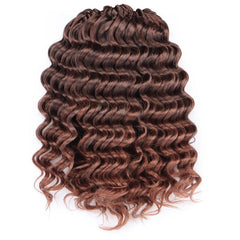 ToyoTree Ocean Wave Crochet Hair - 9 Inch 8 Packs Ombre Brown Short Curly Deep Wave Crochet Hair, Synthetic Ocean Wave Braiding Hair Extensions (9 Inch,OT30-8P)
