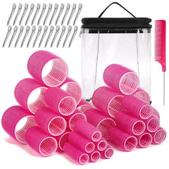 56 Pcs Hair Rollers Set for Blowout Look Long Hair, 30Pcs Rollers Hair Curlers in 5 Sizes with 24 Pcs Clips and Storage Bag for Long Medium Short Hair Volume