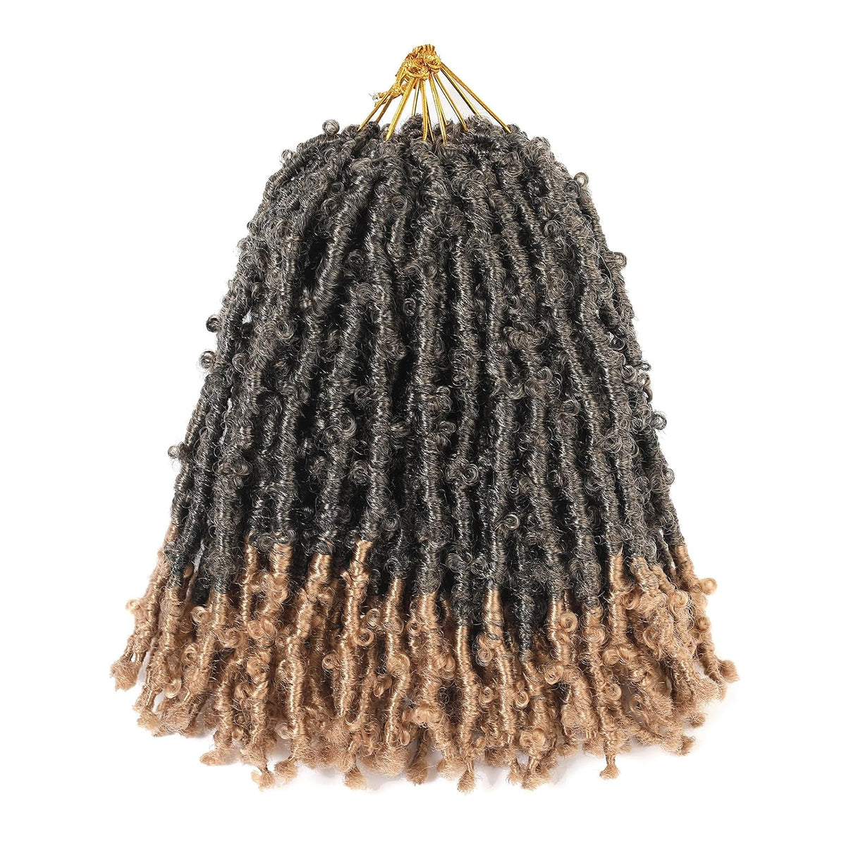 GUOHUI Super Light Butterfly Locs Crochet Hair 12 Inch 6 Packs Pre-Looped Soft Distressed Faux Locs Braids for Women Kids (12 Inch,1B#)