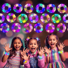 8 Pcs Light Up Mermaid Scrunchies, LED Hair Scrunchy for Girl & Women, Multi Light Modes, Glow in the Dark Accessories for Rave Neon Slumber Party